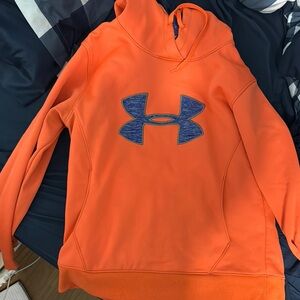 Under Armour Bright Orange Hoodie with Navy Logo